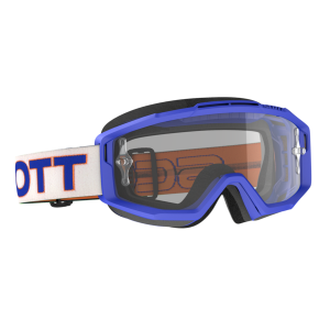 Goggle Split OTG White/Blue Clear Works (Speciaal Voor Brildragers)